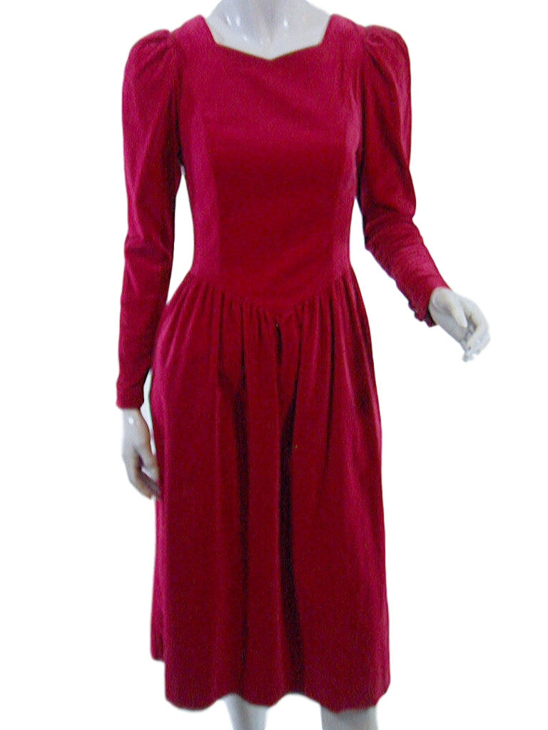 80s Laura Ashley Raspberry Velvet Party Dress