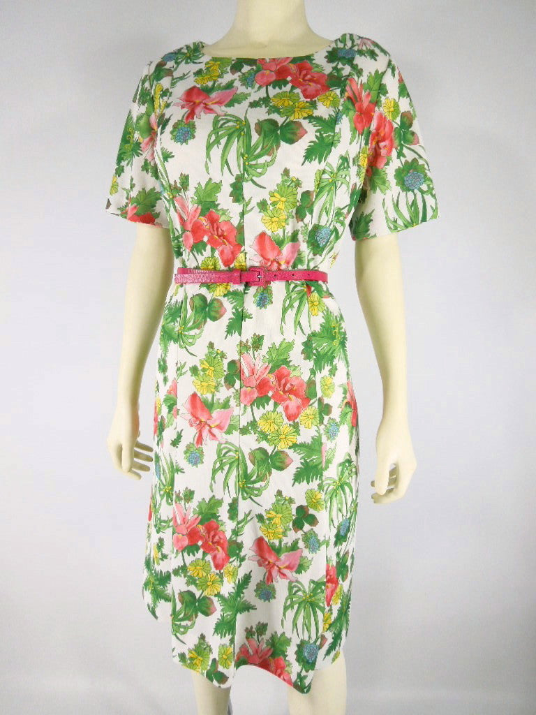 60s 70s Bright Floral Dress Better Dresses Vintage