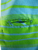 Vtg 60s Blue & Green Striped Skirt Suit - buttonhole interior