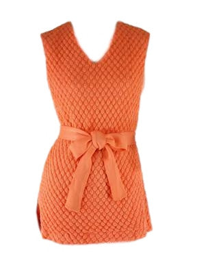 60s Peach Belted Mini Dress