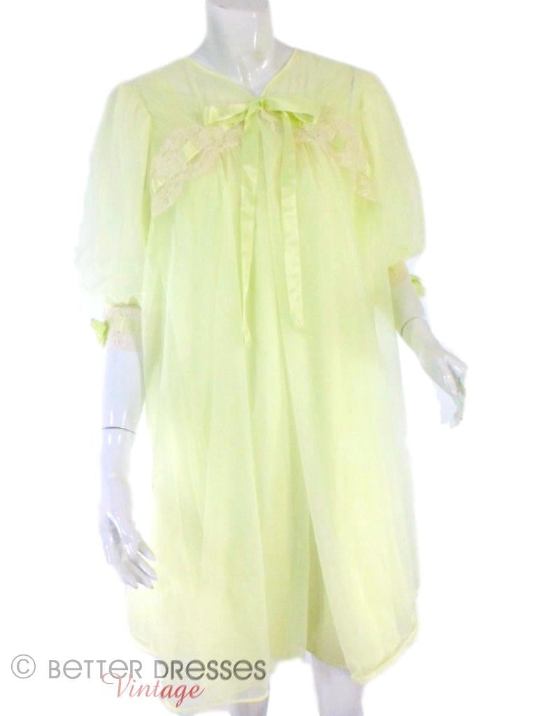 60s Double Nylon Lime Green Peignoir Set - sm