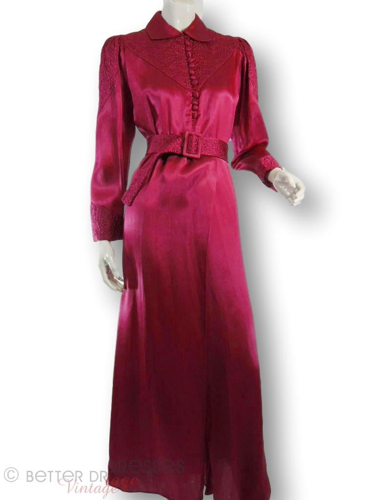 vintage 30s dresses Vintage 30s Silk Dressing Gown Raspberry Robe Hollywood Glamour – Better Dresses Vintage