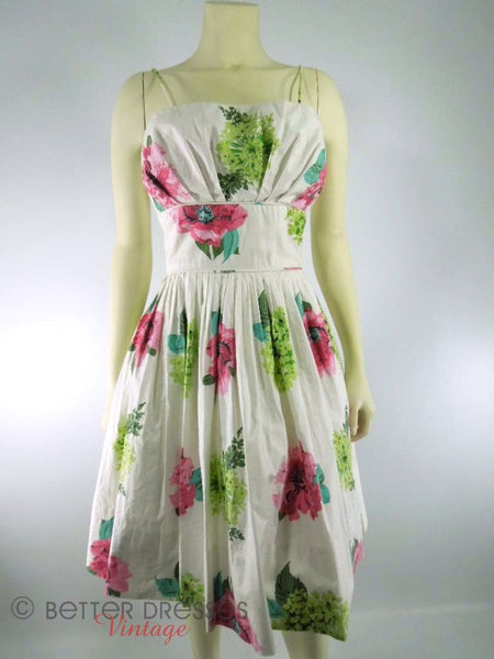 Robe d'été florale à buste et étagère à la taille Nip des années 50 par Saba Jrs