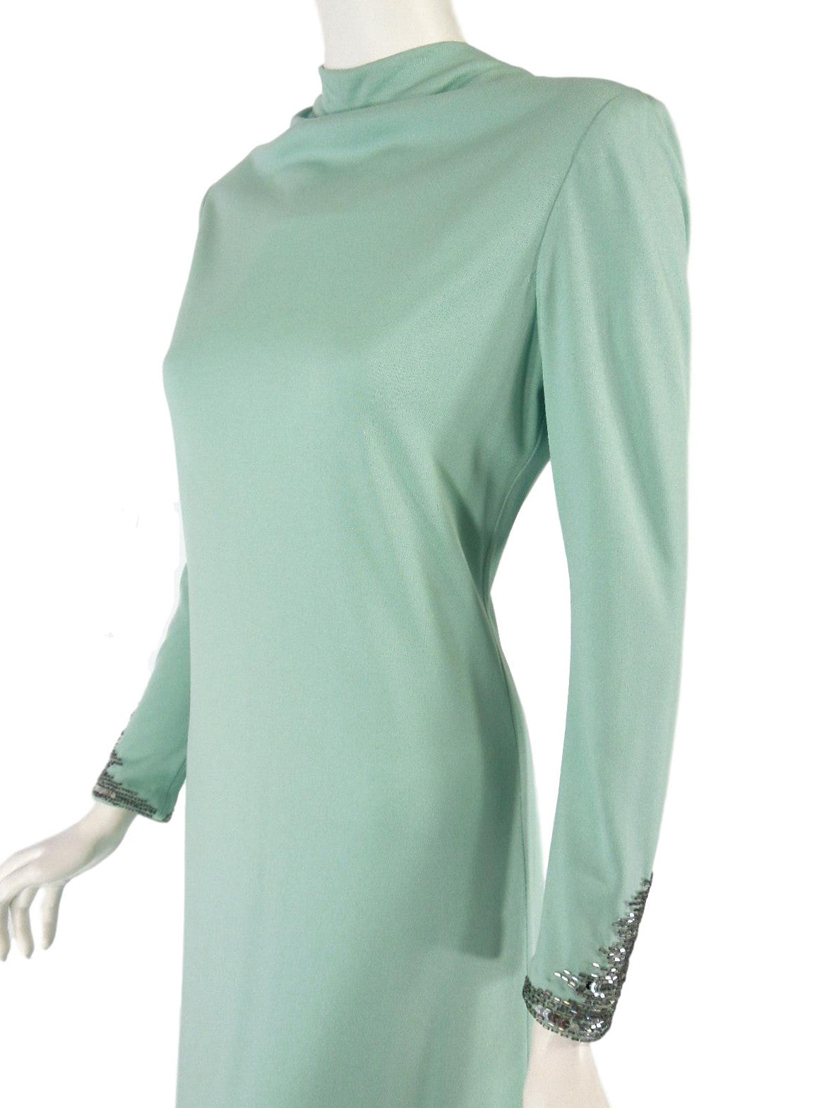70s Evening Gown | Mint or Aqua Green Column Hostess Dress - med Better Dresses Vintage 70s Evening Gown | Mint or Aqua Green Column Hostess Dress - med Better Dresses Vintage