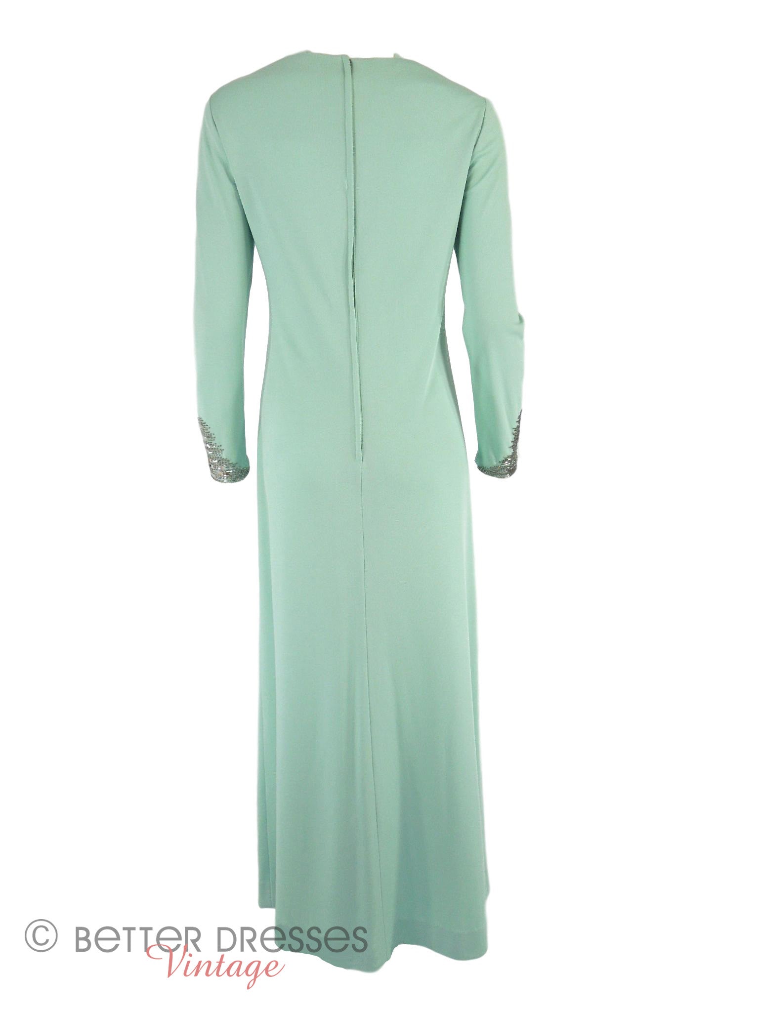 70s Evening Gown | Mint or Aqua Green Column Hostess Dress - med Better Dresses Vintage 70s Evening Gown | Mint or Aqua Green Column Hostess Dress - med Better Dresses Vintage