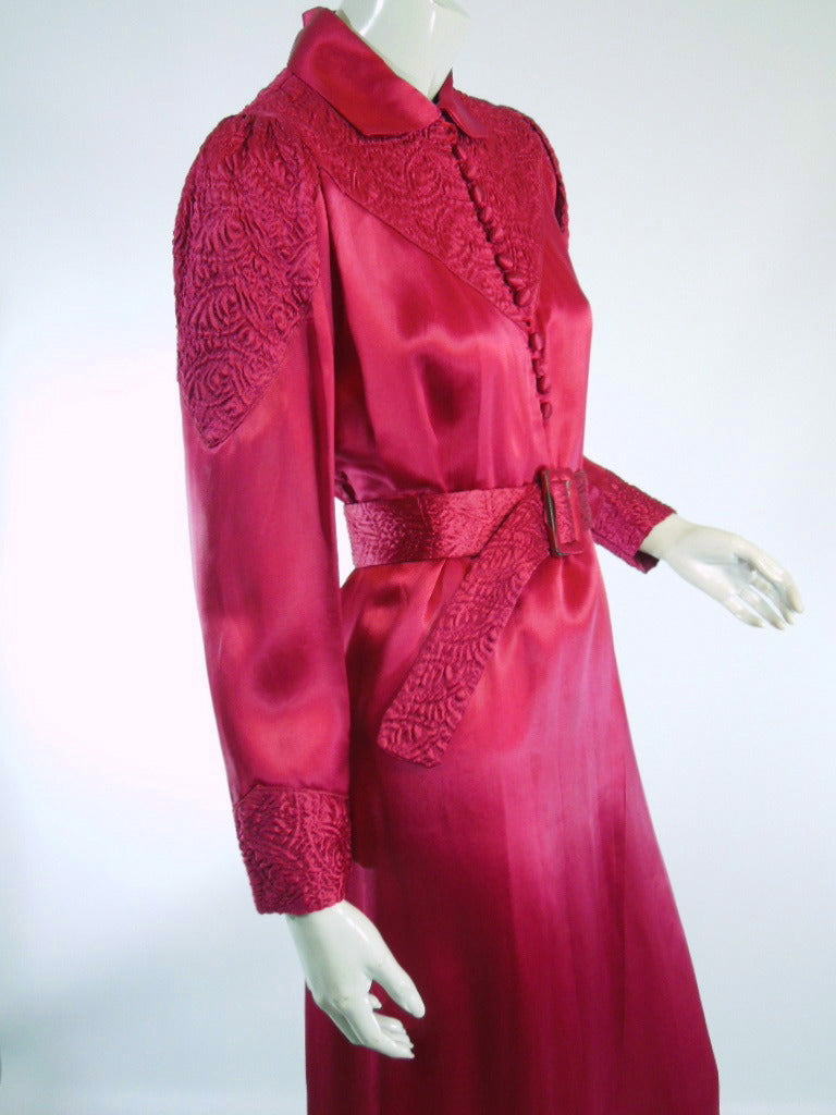 Burgundy silk dressing gown sales