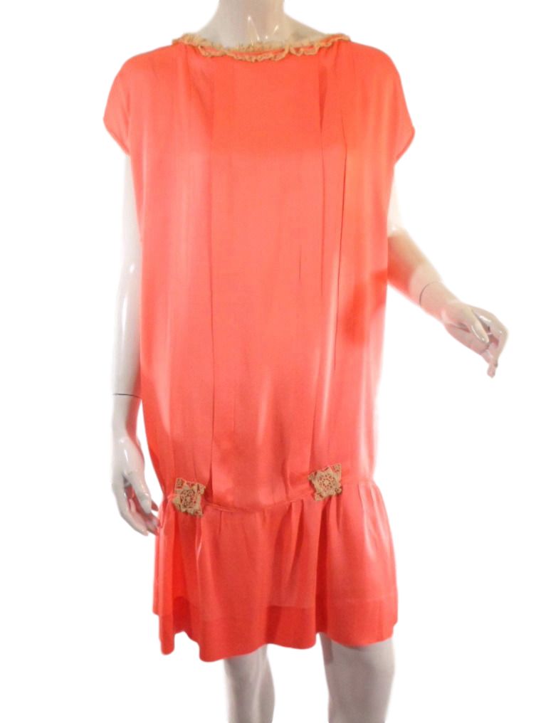 1920s chiffon dress 1920s Dress in Peach Silk Flapper Chemise – Better Dresses Vintage