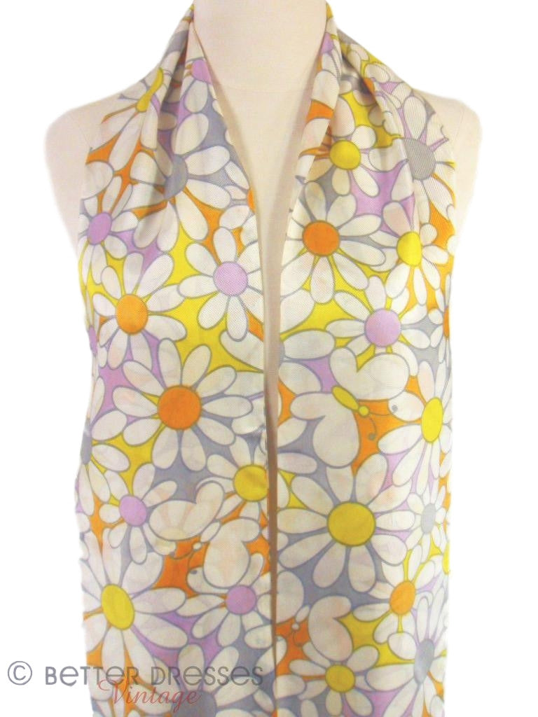 60s/70s Flower Power Scarf - close view