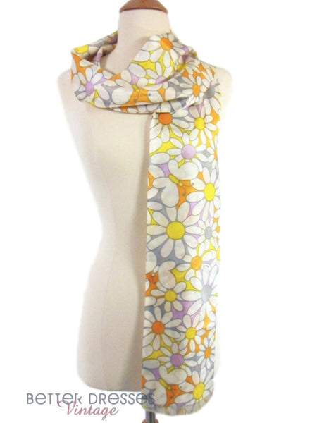 60s/70s Flower Power Scarf - around neck