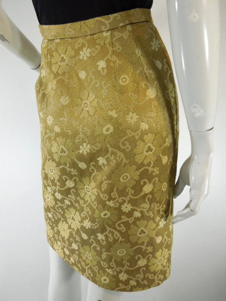 Gold Brocade Pencil Skirt at Better Dresses Vintage