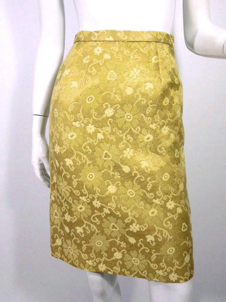 50s/60s Pencil Skirt in Gold Brocade