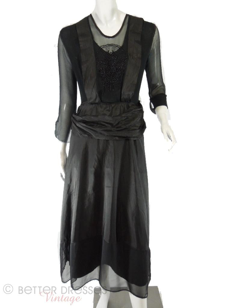 Antique 1910s Dress in Black Beaded Silk Teens Downton Abbey WWI Better Dresses Vintage Antique 1910s Dress in Black Beaded Silk Teens Downton Abbey WWI Better Dresses Vintage