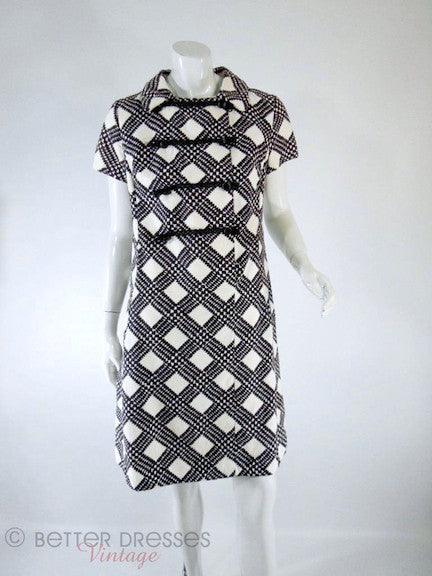 60s Suzy Perette Black & White Mod Shift - front