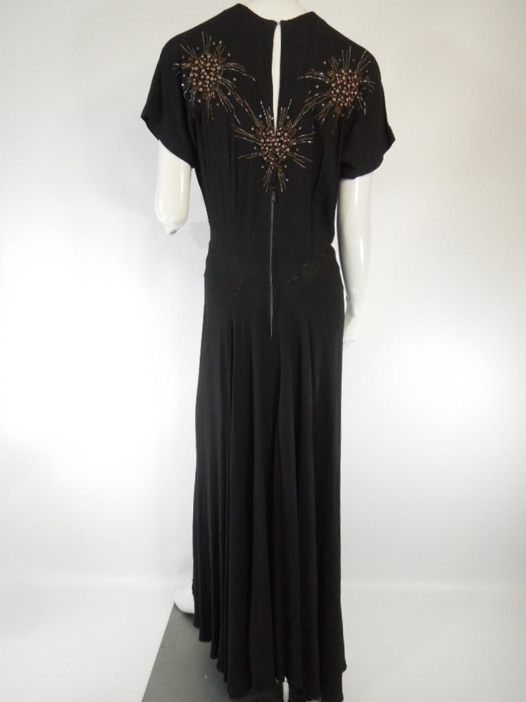 new york vintage dresses Vintage 40s Beaded Black Rayon Dress by Gothe New York – Better Dresses Vintage