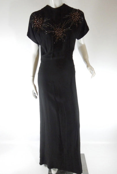 40s Beaded Rayon Dress