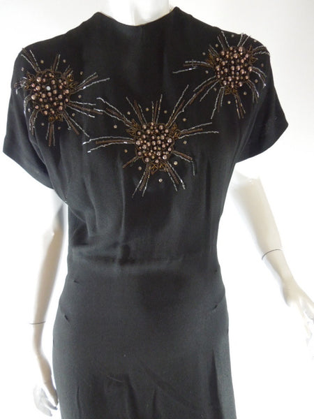 40s Beaded Rayon Dress