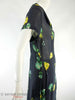 1930s to 40s black rayon day dress with yellow and green roses at Better Dresses Vintage. Right side view.