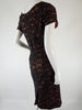 50s/60s Black Lace Over Orange Wiggle Dress