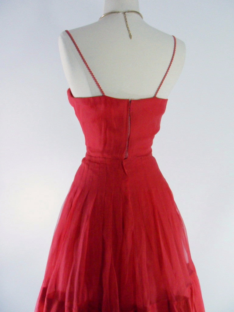 Vintage 40s Dress in Red Silk Chiffon. Party Dress With Eclair Zipper Better Dresses Vintage Vintage 40s Dress in Red Silk Chiffon. Party Dress With Eclair Zipper Better Dresses Vintage