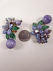 40s Lavender Enamel Floral Clip Earrings