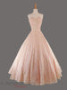 40s/50s Pink Chantilly Ball Gown - on gray with hoop