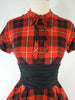 50s Red Plaid Dress & Jacket Mam'selle by Betty Carol