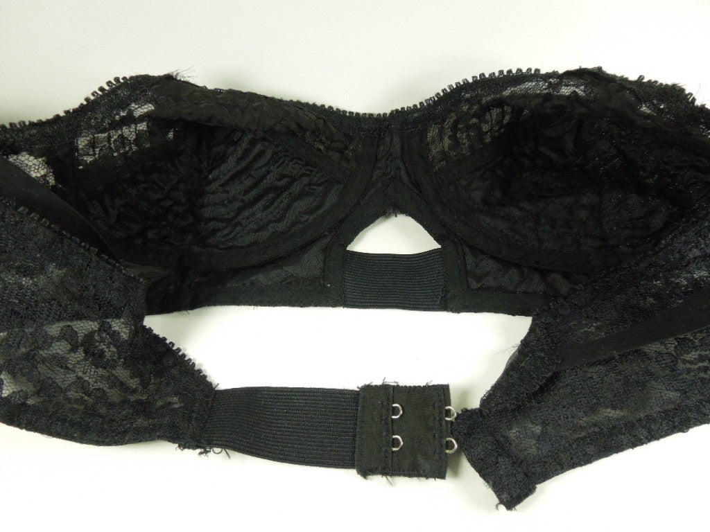 Vintage 50s, black, lace, strapless bra, by Berlei, MINT, size 34C