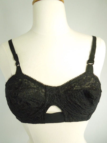 Soutien-gorge balle en dentelle noire Naturflex des années 50 32A 32B