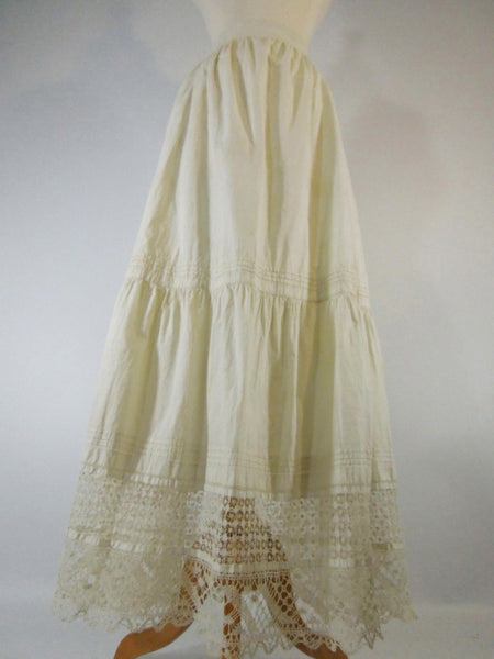 Victorian 1890s Drawnwork Petticoat