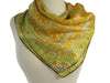 Foulard Vera Neumann des années 70 en vert, or, marron