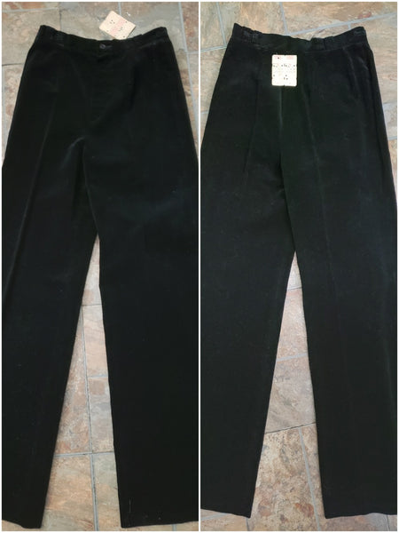 70s Black Velvet High Waist Trousers NOS