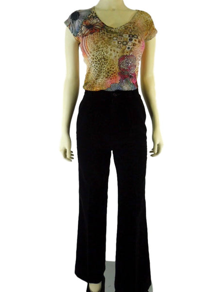 70s Black Velvet High Waist Trousers