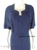 1940s Navy Rayon Crepe Dress by Herbert Levy at Better Dresses Vintage. Close view, lightened.