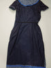 Vintage 50s 60s navy polka dot dress at Better Dresses Vintage. Interior view.