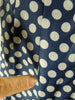 Vintage 50s 60s navy polka dot dress at Better Dresses Vintage. Tiny stain.