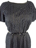 50s Black Eyelet Sheath Dress - close view