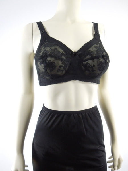 1960s 32A Black Bra - ca. 1963 Perky Mid Century Brassiere with