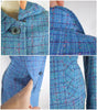 60s Blue Plaid Boucle Tweed Skirt Suit