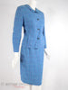 60s Blue Plaid Boucle Tweed Skirt Suit