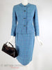 60s Blue Plaid Boucle Tweed Skirt Suit