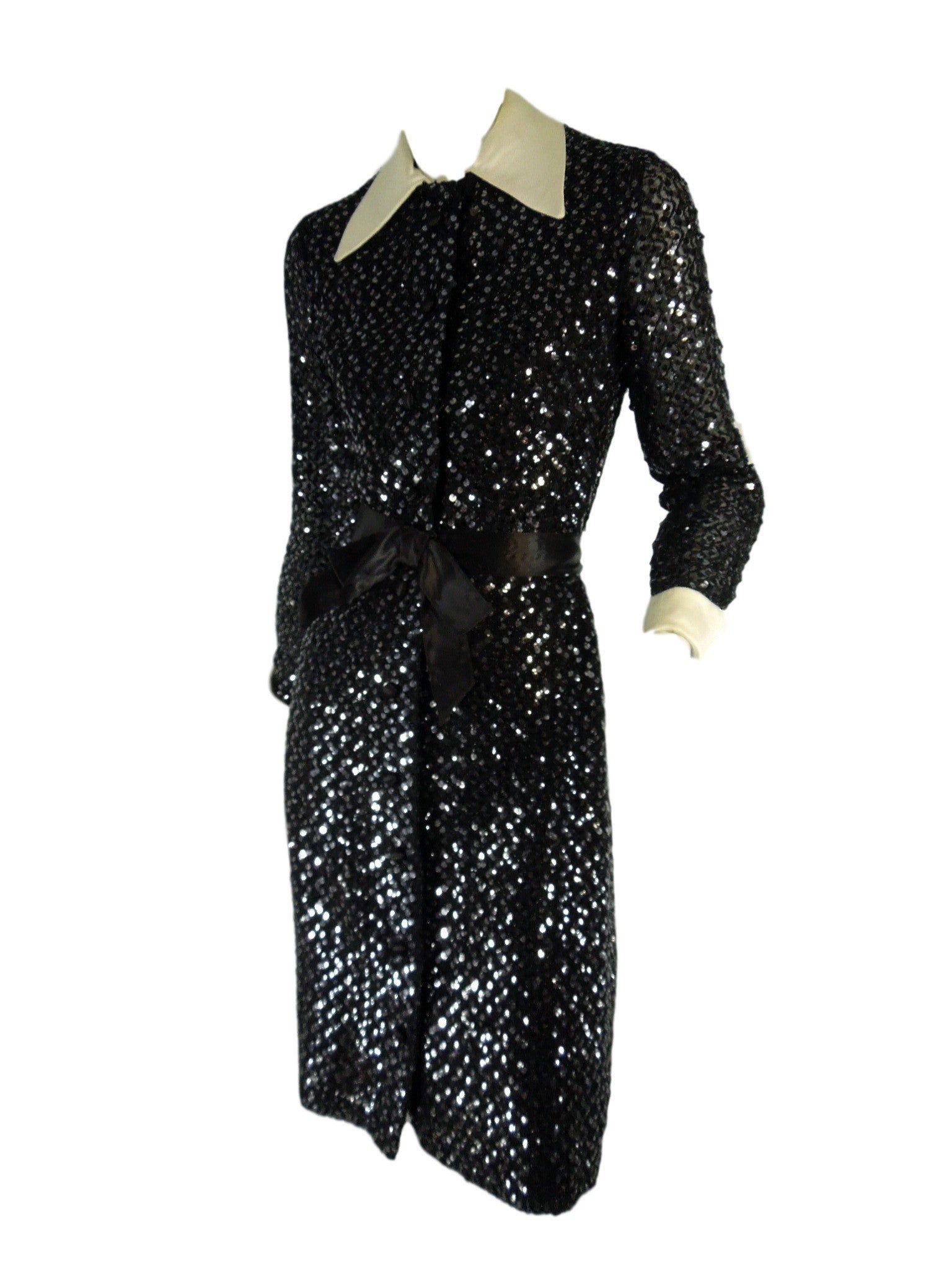 70s Black Sequined Shirtwaist Party Dress – Better Dresses Vintage 70s Black Sequined Shirtwaist Party Dress – Better Dresses Vintage