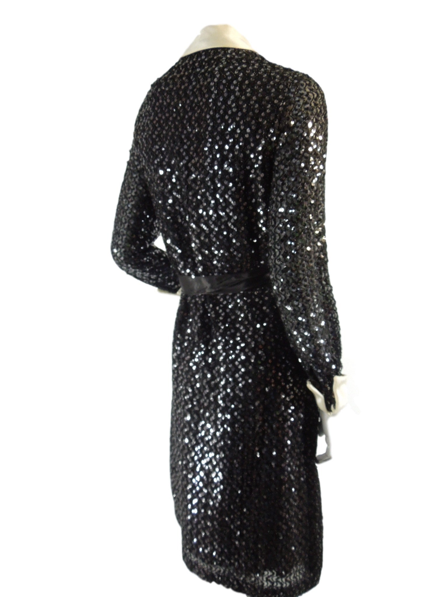 70s Black Sequined Shirtwaist Party Dress Better Dresses Vintage 70s Black Sequined Shirtwaist Party Dress Better Dresses Vintage