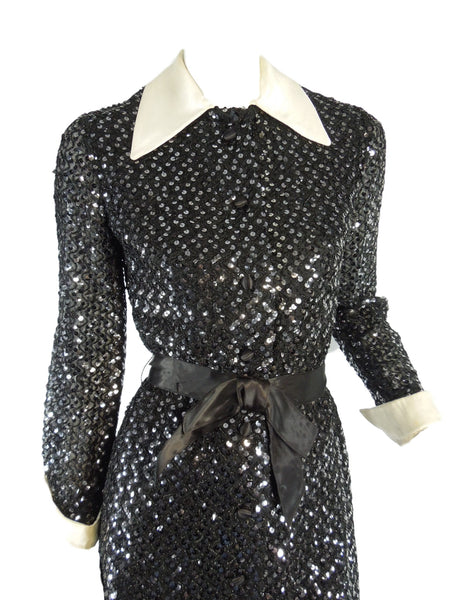 70s Sequined Shirtwaist - closer view