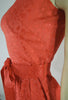 Vintage 50s 60s orange plisse wiggle dress by Ann Barry at Better Dresses Vintage. Double bust darts.