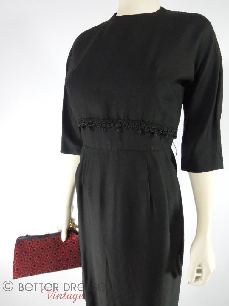 Vintage 1950s 50s Little Black Cocktail Dress by Henry Lee - modest, small Better Dresses Vintage Vintage 1950s 50s Little Black Cocktail Dress by Henry Lee - modest, small Better Dresses Vintage