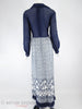 60s/70s Blue + White Embroidered Maxi - full back view