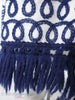 60s/70s Blue + White Embroidered Maxi - fringe