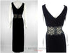 1960s Black Velvet Gown With Lace Waist Inset - back views