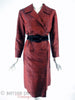 Vintage Rust Red Raw Silk Coat Dress - belted