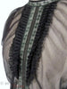 50s Black Nylon Ruffle Front Sheet Blouse at Better Dresses Vintage - close angle view